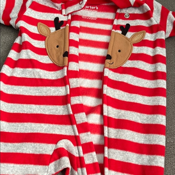 Carter's Festive Red and White Reindeer Footie - Picture 6 of 10